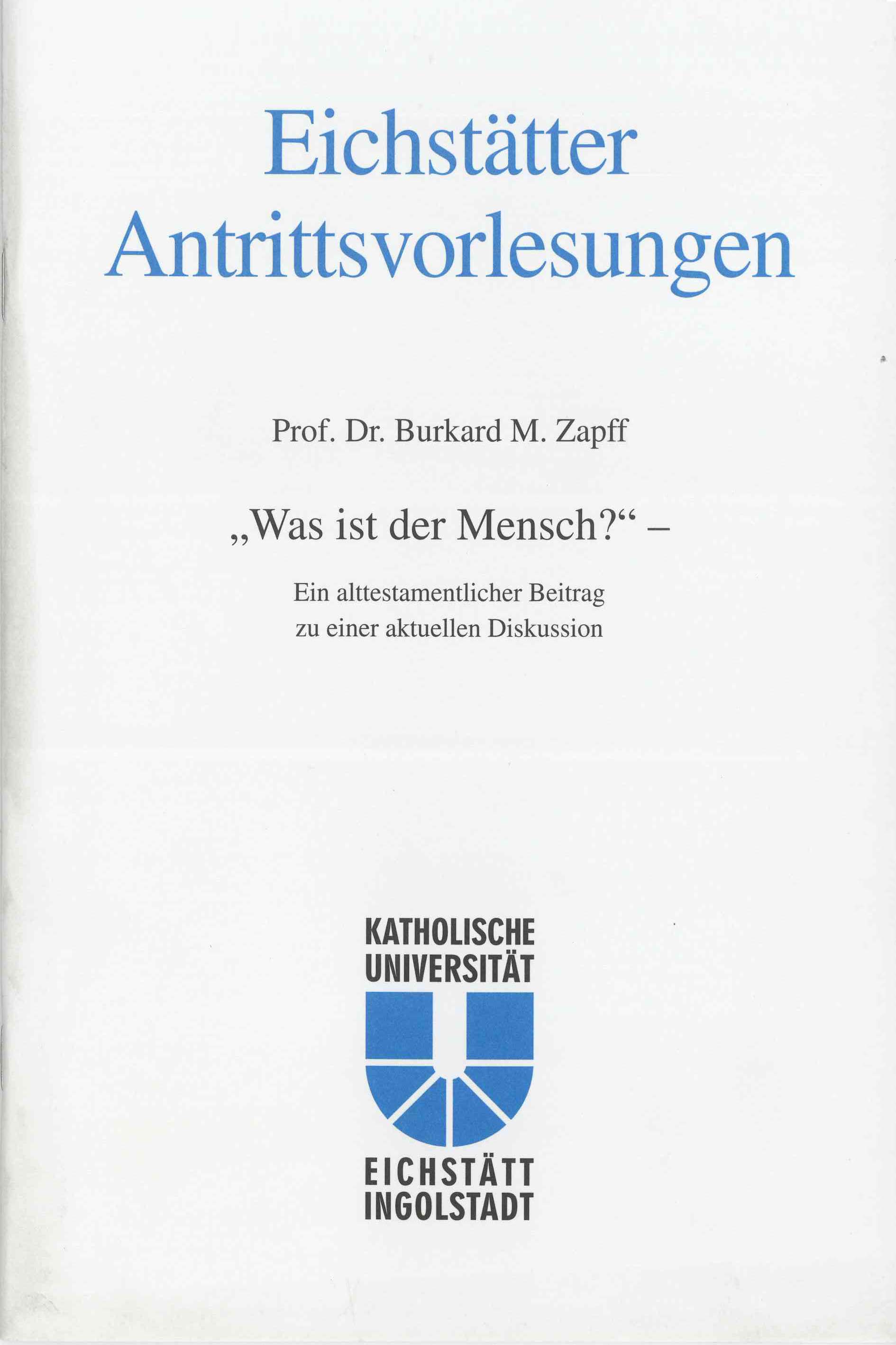 AV Band 11 - Burkard M. Zapff - Was ist der Mensch ?
